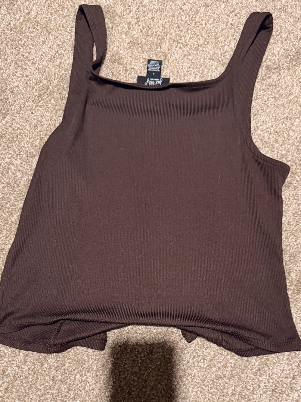 Brown Ribbed Button-Front Tank Top - Picture 3 of 3